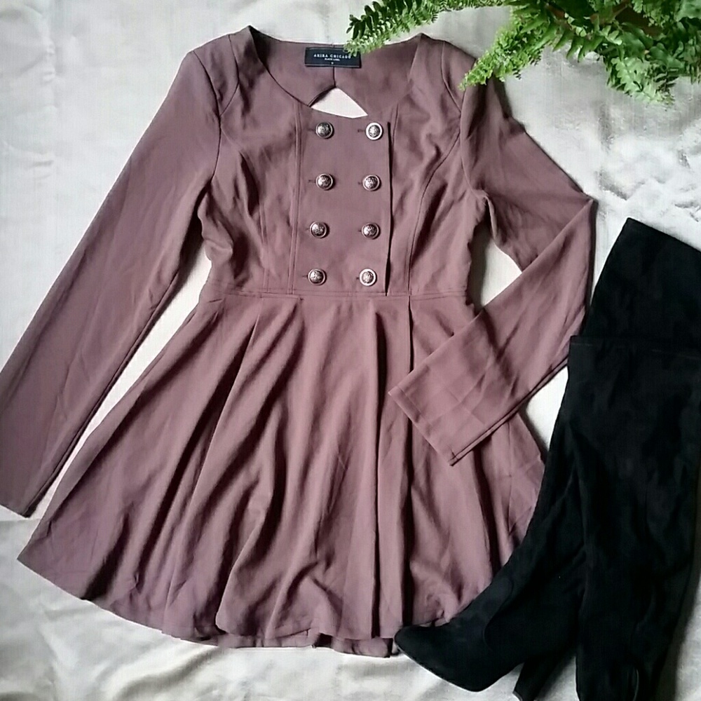 Akira military taupe dress